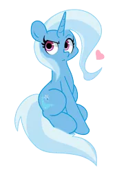 Size: 1100x1500 | Tagged: safe, artist:turtlefarminguy, derpibooru import, trixie, pony, unicorn, female, heart, looking back, mare, simple background, sitting, solo, transparent background