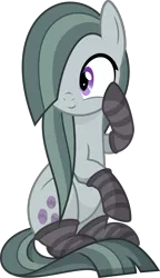 Size: 2647x4598 | Tagged: safe, artist:aureai, derpibooru import, marble pie, earth pony, pony, .svg available, clothes, cute, female, hair over one eye, happy, marblebetes, mare, raised hoof, simple background, sitting, smiling, socks, solo, striped socks, transparent background, vector