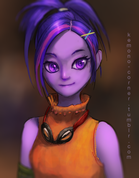 Size: 631x804 | Tagged: safe, artist:raikoh, derpibooru import, twilight sparkle, human, crossover, final fantasy, final fantasy x, humanized, pony coloring, rikku, solo, tara strong, voice actor joke