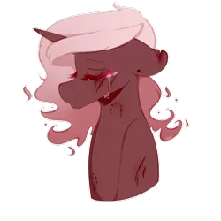 Size: 1024x1024 | Tagged: semi-grimdark, artist:alliedrawsart, derpibooru import, oc, oc:crona, unofficial characters only, pony, unicorn, bust, crying, eyes closed, goretober, portrait, profile, simple background, solo, transparent background