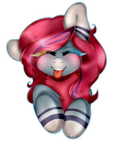 Size: 1024x1231 | Tagged: safe, artist:alliedrawsart, derpibooru import, oc, unofficial characters only, commission, cute, eyes closed, solo, tongue out