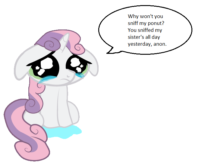 Size: 670x542 | Tagged: anus, artist:creshosk, crying, derpibooru import, edit, floppy ears, ponut, solo, suggestive, sweetie belle, text