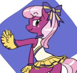 Size: 283x271 | Tagged: safe, artist:nauth, derpibooru import, cheerilee, earth pony, pony, bedroom eyes, blushing, bow, cheerileeder, cheerleader, clothes, doodle, female, flowerbutt, hair bow, mare, plot, smiling, solo, teacher