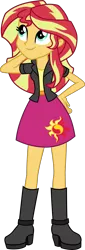 Size: 1574x4621 | Tagged: safe, artist:slowlydazzle, derpibooru import, sunset shimmer, equestria girls, absurd resolution, alternate universe, boots, clothes, cute, high heel boots, high heels, jacket, leather jacket, skirt, solo