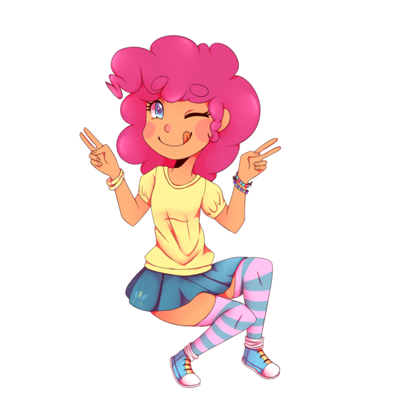 Size: 2000x2000 | Tagged: artist:missmeower, clothes, converse, derpibooru import, human, humanized, pinkie pie, safe, shoes, socks, solo, striped socks