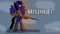 Size: 2510x1412 | Tagged: artist:jrapcdaikari, battlefield, battlefield 1, browning automatic rifle, derpibooru import, gun, oc, oc:paladin colt, ponies with guns, safe, solo, unofficial characters only, wallpaper, weapon