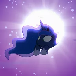 Size: 665x665 | Tagged: safe, derpibooru import, screencap, princess luna, alicorn, pony, to where and back again, cropped, cute, dream walker luna, female, frown, hoof shoes, jewelry, leaning, lunabetes, mare, moon, regalia, shrunken pupils, solo, wide eyes