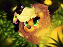 Size: 2300x1700 | Tagged: safe, artist:moondreamer16, derpibooru import, applejack, fluttershy, big cat, lion, pony, animal costume, applelion, clothes, costume, cute, duo, female, halloween, holiday, jack-o-lantern, jackabetes, mare, nightmare night, pumpkin, smiling