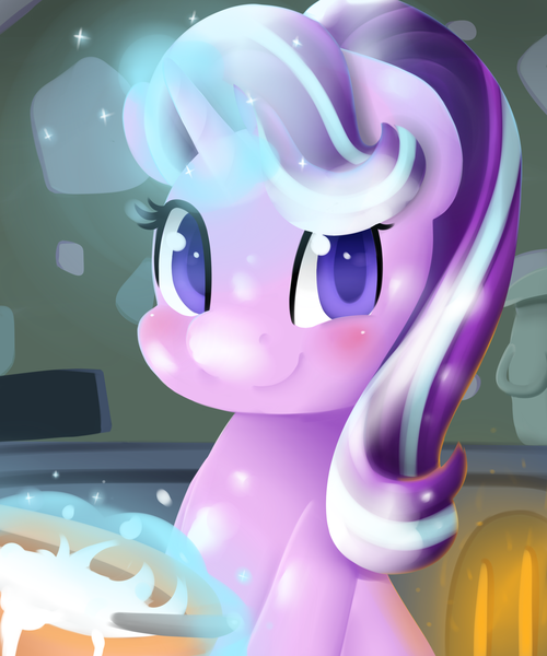 Size: 2000x2400 | Tagged: safe, artist:moondreamer16, derpibooru import, starlight glimmer, pony, unicorn, baking, bowl, cute, female, flour, glimmerbetes, looking at you, mare, smiling, solo