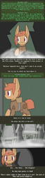 Size: 500x1965 | Tagged: safe, artist:erthilo, derpibooru import, oc, oc:sierra scorch, unofficial characters only, pony, unicorn, fallout equestria, animated, clothes, cyoa, fallout, female, gif, long ears, stablequest, text