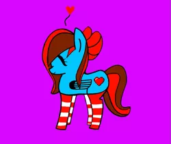 Size: 637x534 | Tagged: safe, artist:lucidheart, derpibooru import, oc, oc:lucid heart, unofficial characters only, pegasus, pony, clothes, heart, pink background, simple background, smiling, socks, striped socks
