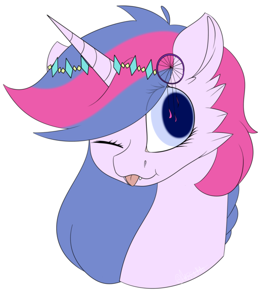 Size: 1725x1931 | Tagged: safe, artist:popcornhorns, derpibooru import, oc, oc:sweet lily, unofficial characters only, pony, unicorn, bust, female, mare, portrait, simple background, solo, tongue out, transparent background