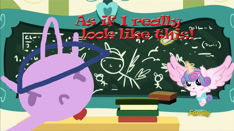 Size: 1280x720 | Tagged: safe, derpibooru import, edit, edited screencap, screencap, princess flurry heart, twilight sparkle, twilight sparkle (alicorn), alicorn, pony, a flurry of emotions, big fat meanie, chalk, chalk drawing, chalkboard, cute, doodle, flurry art, flurry heart's chalkboard, flurrybetes, good noodle, new student starfish, princess flurry smart, school, spongebob squarepants