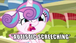 Size: 1920x1080 | Tagged: safe, artist:baumstumpf, derpibooru import, edit, edited screencap, screencap, princess flurry heart, pony, a flurry of emotions, autistic screeching, caption, faic, image macro, meme, solo