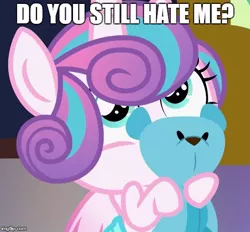 Size: 514x477 | Tagged: safe, derpibooru import, edit, edited screencap, screencap, princess flurry heart, pony, a flurry of emotions, cropped, cute, flurrybetes, meme, plushie, solo, teddy bear, toy