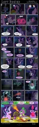 Size: 2104x6704 | Tagged: safe, artist:dsana, derpibooru import, spike, starlight glimmer, sunburst, twilight sparkle, twilight sparkle (alicorn), alicorn, dragon, pony, unicorn, comic:left behind, absurd resolution, baby, baby dragon, blanket, bottle, bread, butter, coffee, comic, crying, cute, cutie mark, female, fire, fire breath, food, framed picture, glimmerbetes, high res, hug, implied starburst, magic, male, mama twilight, mare, mother and child, mother and son, picture frame, prone, sleeping, spikabetes, spikelove, starlight's room, teleportation, toast, twiabetes, twilight's castle