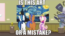 Size: 1563x878 | Tagged: safe, derpibooru import, edit, edited screencap, screencap, princess cadance, shining armor, spearhead, pony, a flurry of emotions, a thousand nights in a hallway, art or a mistake, exploitable meme, image macro, meme, starry night, the starry night, vincent van gogh