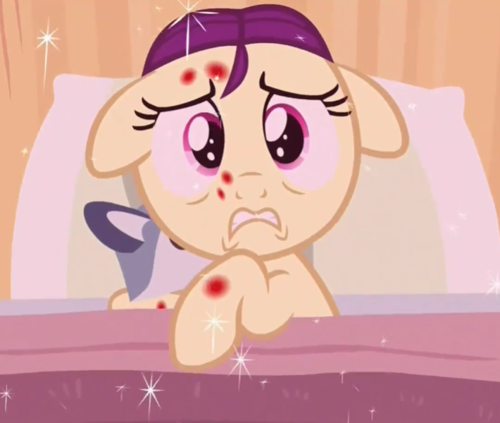 Size: 747x631 | Tagged: safe, derpibooru import, screencap, boysenberry, pony, a flurry of emotions, cute, female, filly, floppy ears, horsey hives, plushie, scared, solo