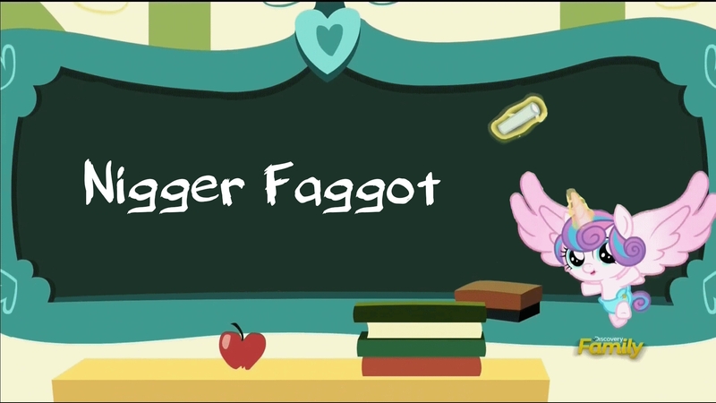 Size: 1920x1080 | Tagged: safe, derpibooru import, edit, edited screencap, editor:moonatik, screencap, princess flurry heart, pony, a flurry of emotions, dank memes, faggot, flurry art, flurry heart's chalkboard, idubbbz, meme, nigger, niggerfaggot, racial slur, solo, they grow up so fast, vulgar