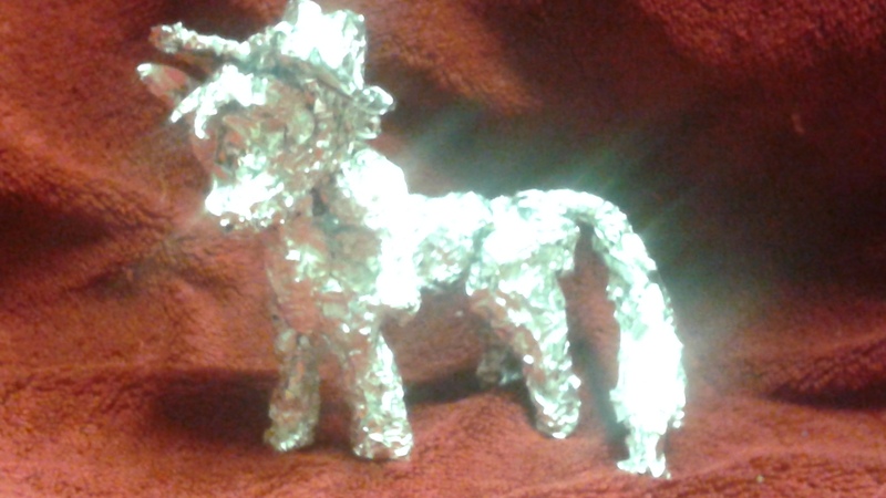 Size: 2560x1440 | Tagged: safe, artist:thefoilguy, derpibooru import, applejack, earth pony, pony, aluminum, honesty, irl, photo, sculpture, solo, tinfoil, traditional art