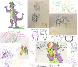 Size: 2764x2375 | Tagged: adult, adult spike, artist:amandaam, changedling, changeling, comic, cute, demisexual, derpibooru import, dragon, duality, gay, king thorax, male, older, older spike, safe, shipping, sketch, sketch dump, spike, teenager, teenage spike, thorax, thoraxspike