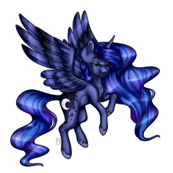 Size: 1024x1024 | Tagged: safe, artist:micky-ann, artist:xxmissteaxx, derpibooru import, princess luna, alicorn, pony, collaboration, female, flying, mare, simple background, solo, transparent background, unshorn fetlocks