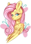 Size: 750x1064 | Tagged: safe, artist:lury-lau, derpibooru import, fluttershy, pony, cute, cutie mark background, shyabetes, smiling, solo