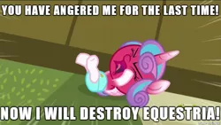 Size: 610x343 | Tagged: safe, derpibooru import, screencap, princess flurry heart, pony, a flurry of emotions, angry, angry baby, baby, baby flurry heart, baby pony, cloth diaper, diaper, eyes tightly closed, fury, fury heart, image macro, infant, light pink diaper, meme, red face, safety pin, screaming, tantrum, temper tantrum