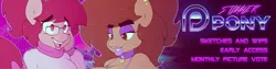 Size: 1600x400 | Tagged: 80s, anthro, artist:stunnerpone, derpibooru import, female, lipstick, oc, oc:georgia lockheart, patreon, patreon logo, patreon preview, retro, suggestive, unofficial characters only