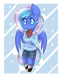 Size: 971x1200 | Tagged: anthro, artist:twily-star, chibi, clothes, derpibooru import, female, mare, oc, oc:heart sketch, oc:starlight starbright, pegasus, plushie, safe, shirt, shorts, solo, unofficial characters only