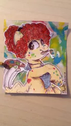 Size: 720x1280 | Tagged: safe, artist:c-h-y-a, derpibooru import, oc, oc:clarity sky, unofficial characters only, pegasus, pony, cute, jewelry, looking at you, necklace, paint, paint on fur, paintbrush, painting, traditional art, watercolor painting