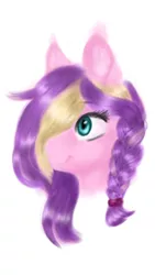 Size: 640x1136 | Tagged: safe, artist:hkpegasister, derpibooru import, oc, oc:ashia, unofficial characters only, pegasus, pony, bust, female, hair over one eye, portrait, simple background, smiling, solo, white background