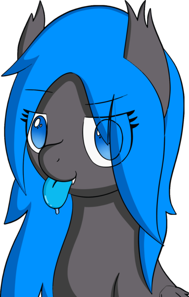 Size: 1009x1579 | Tagged: source needed, useless source url, safe, artist:anonymous, derpibooru import, oc, oc:fleet wing, unofficial characters only, bat pony, changeling, pony, bat ears, bat ponified, blue eyes, blue mane, blue tongue, disguise, disguised changeling, female, image, png, race swap, simple background, solo, tongue out, transparent background