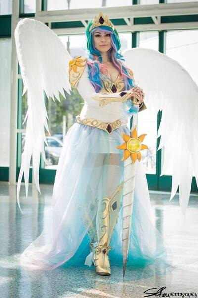 Size: 640x960 | Tagged: safe, artist:annalynncosplay, derpibooru import, princess celestia, human, clothes, cosplay, costume, female, irl, irl human, photo, solo, sword, weapon