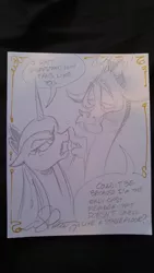 Size: 2988x5312 | Tagged: absurd resolution, artist:andypriceart, boop, derpibooru import, discord, grayscale, insult, monochrome, princess luna, safe, savage, traditional art