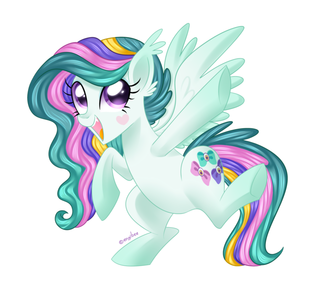 Size: 4500x4000 | Tagged: safe, artist:kaikururu, derpibooru import, oc, oc:glitter glam, unofficial characters only, bat pony, hybrid, pegasus, pony, absurd resolution, commission, cute, fangs, female, mare, multicolored hair, ocbetes, open mouth, simple background, smiling, solo, transparent background