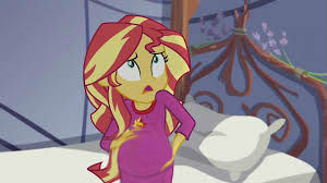 Size: 300x168 | Tagged: safe, derpibooru import, edit, edited screencap, screencap, sunset shimmer, comic:a new change, equestria girls, legend of everfree, bad edit, clothes, pajamas, pregnant, pregnant edit, solo