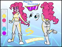 Size: 2736x2067 | Tagged: safe, artist:stormblaze-pegasus, derpibooru import, fili-second, pinkie pie, equestria girls, alternate universe, boots, converse, high res, humanized, power ponies, reference sheet, shoes, solo, sunglasses