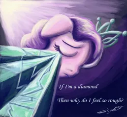 Size: 3600x3300 | Tagged: safe, artist:eddywardster, derpibooru import, diamond tiara, earth pony, pony, cracked, crying, diamond, eyes closed, linkin park, numb, sad, solo, song reference, the pony i want to be