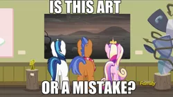 Size: 1563x878 | Tagged: safe, derpibooru import, edit, edited screencap, screencap, princess cadance, shining armor, spearhead, pony, a flurry of emotions, the cutie re-mark, a thousand nights in a hallway, alternate timeline, art or a mistake, ashlands timeline, barren, discovery family logo, exploitable meme, image macro, implied genocide, meme, post-apocalyptic, wasteland