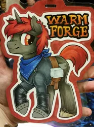 Size: 742x1000 | Tagged: safe, artist:onnanoko, derpibooru import, oc, unofficial characters only, pony, unicorn, boots, clothes, male, photo, shirt, solo, stallion, traditional art