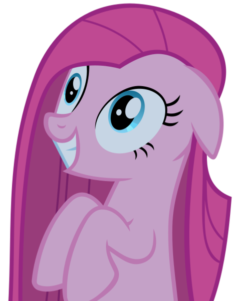 Size: 512x650 | Tagged: safe, artist:the smiling pony, derpibooru import, pinkie pie, earth pony, pony, party of one, .svg available, bust, contemplating insanity, cute, cuteamena, derpibooru badge, female, grin, happy, mare, pinkamena diane pie, portrait, simple background, smiling, solo, svg, transparent background, vector