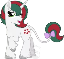 Size: 861x800 | Tagged: safe, artist:tambelon, derpibooru import, gusty, gusty the great, classical unicorn, pony, unicorn, a flurry of emotions, bow, cloven hooves, female, g1, g1 to g4, g4, generation leap, leonine tail, mare, simple background, tail bow, transparent background, unshorn fetlocks