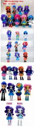 Size: 608x2233 | Tagged: safe, derpibooru import, equestria girls, bootleg, chinese text, comparison, doll, equestria girls minis, eqventures of the minis, my fun hose, toy
