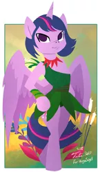 Size: 1200x2070 | Tagged: safe, artist:tsitra360, artist:vest, derpibooru import, twilight sparkle, twilight sparkle (alicorn), alicorn, pony, semi-anthro, ashi, bipedal, clothes, collaboration, crossover, dress, female, mare, samurai jack, smiling, solo, spoilers for another series, tara strong, voice actor joke