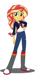 Size: 1009x2209 | Tagged: safe, artist:trungtranhaitrung, derpibooru import, sunset shimmer, equestria girls, checkered background, clothes, female, low quality, lowres, new outfit, pants, simple background, solo, transparent background