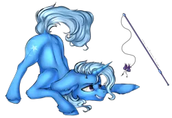 Size: 1357x933 | Tagged: safe, artist:11-shadow, artist:coralinatoilly, derpibooru import, trixie, pony, unicorn, behaving like a cat, collaboration, female, mare, simple background, solo, transparent background, unshorn fetlocks