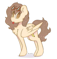 Size: 1080x1114 | Tagged: safe, artist:yunieelloa, derpibooru import, oc, oc:bananaphone, unofficial characters only, pegasus, pony, female, goggles, mare, simple background, solo, tongue out, transparent background