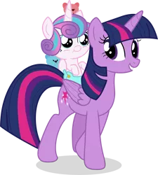 Size: 6908x7691 | Tagged: safe, artist:shutterflyeqd, derpibooru import, princess flurry heart, twilight sparkle, twilight sparkle (alicorn), alicorn, pony, a flurry of emotions, absurd resolution, auntie twilight, baby, baby pony, best aunt ever, carrying, cloth diaper, diaper, duo, female, mare, safety pin, simple background, smiling, teddy bear, transparent background, vector