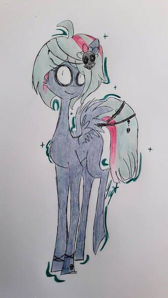 Size: 540x960 | Tagged: safe, artist:miss-racco0n, derpibooru import, oc, oc:toxic mane, unofficial characters only, pegasus, pony, solo, traditional art